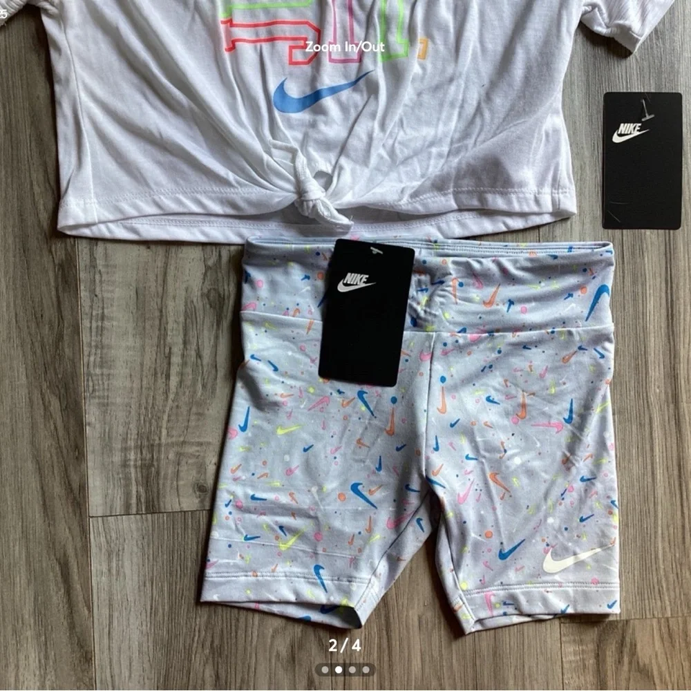 Nike Tee & bike Shorts outfit girls size 6(NWT) ~PRICE IS FIRM, NO OFFERS~ - Picture 2 of 4